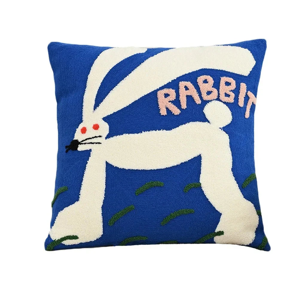 Decorative Throw Pillow Covers for Sofa with Nordic Animal Embroidery and Cushion Design