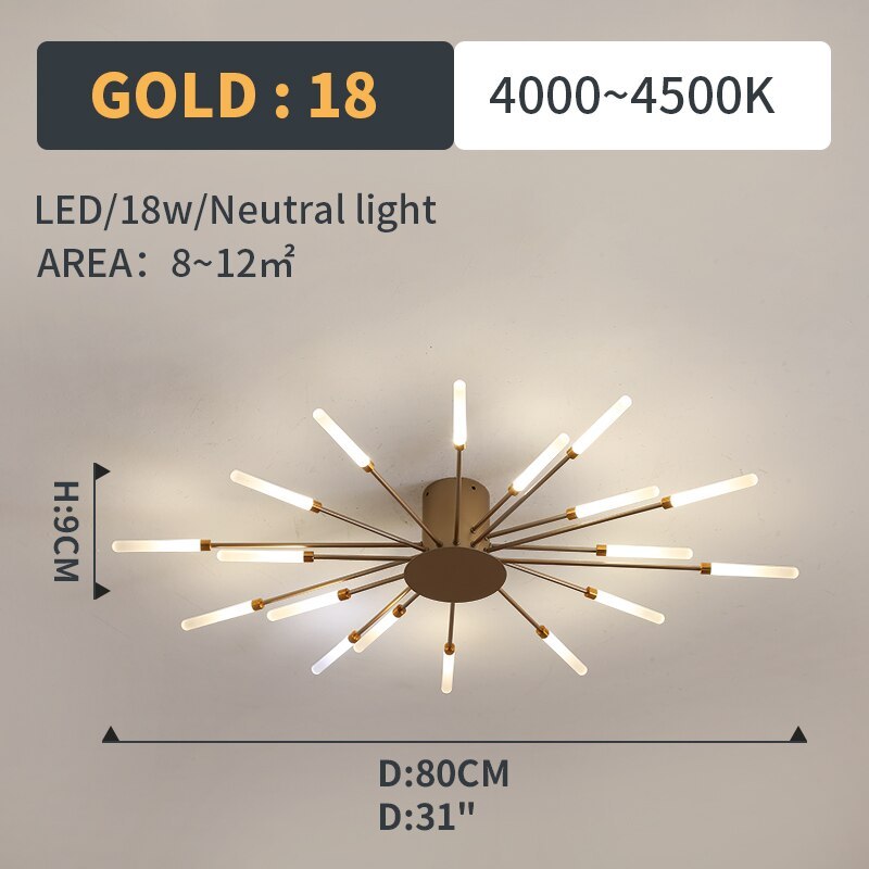 Ceiling Light Flush Mount LED with Linear Spiral Burst Design for Living Room