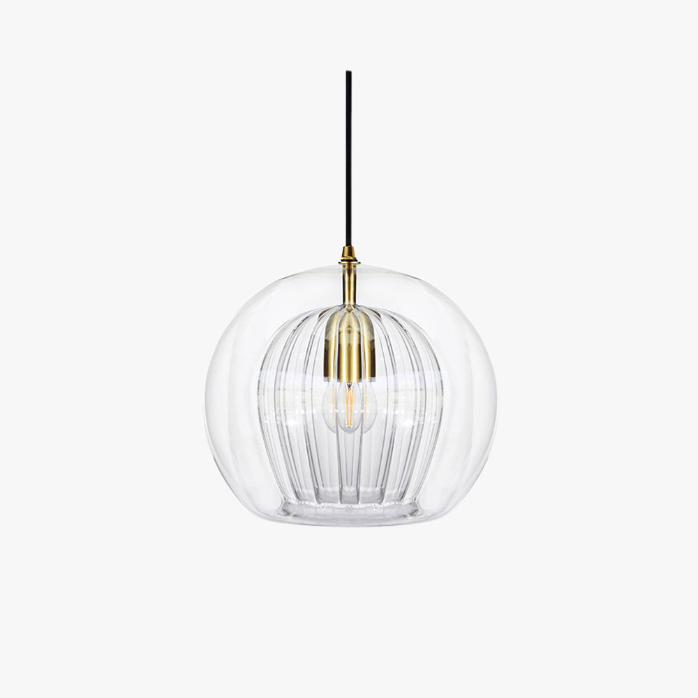 Pendant Light Glass Globe with High Clarity Shade and Warm LED for Kitchen and Dining