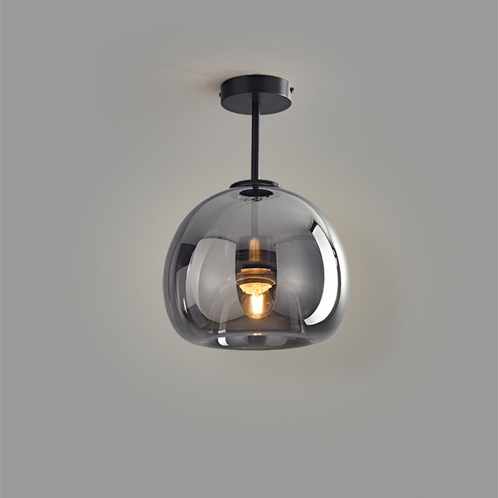 Ceiling Light Flush Mount Glass with Copper Finish and E27 Fitting for Hallway and Bedroom