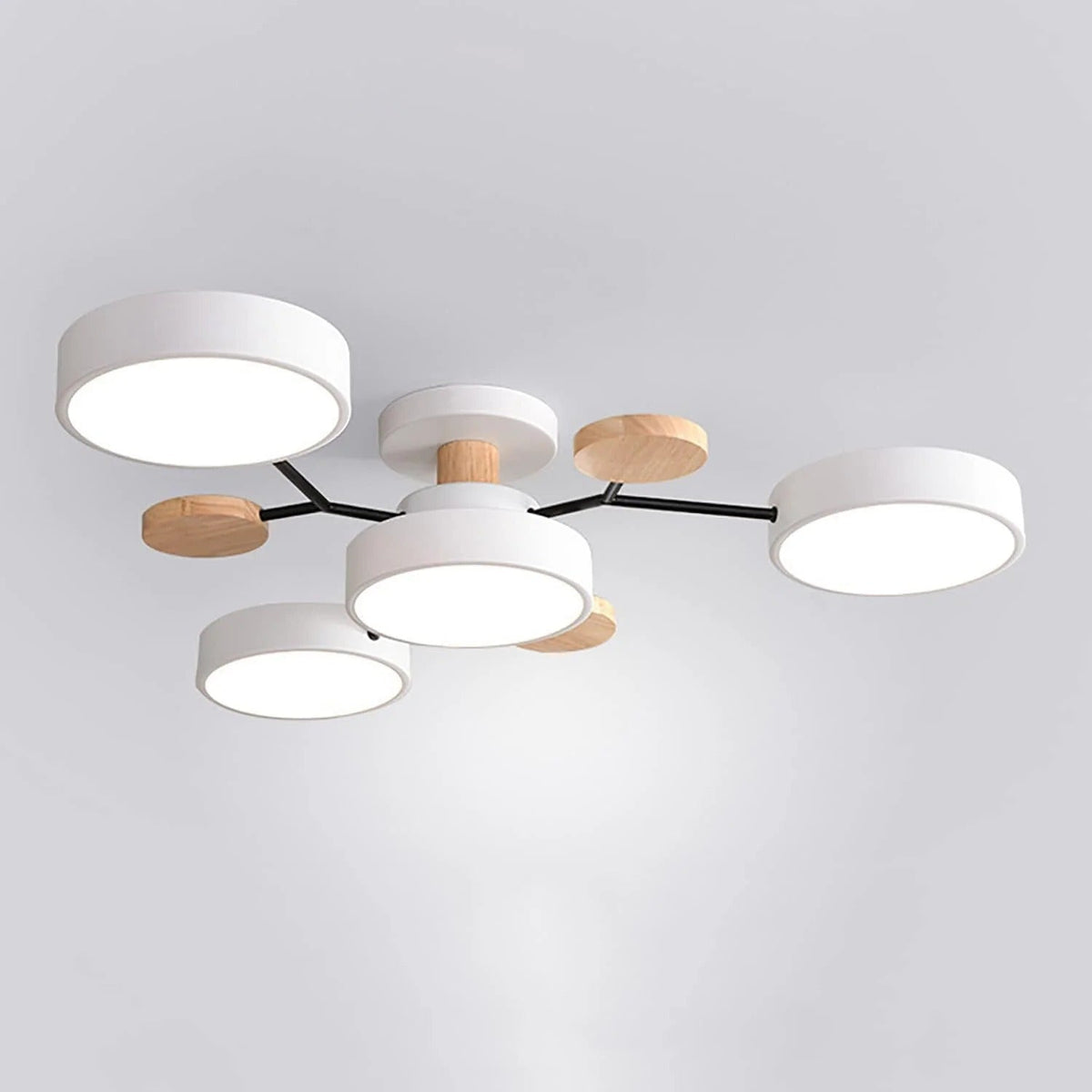 Ceiling Light Semi Flush LED Chandelier with Round Iron Frame for Dining Room