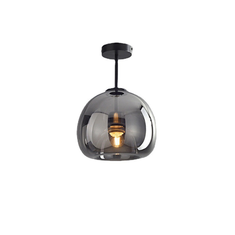 Ceiling Light Flush Mount Glass with Copper Finish and E27 Fitting for Hallway and Bedroom