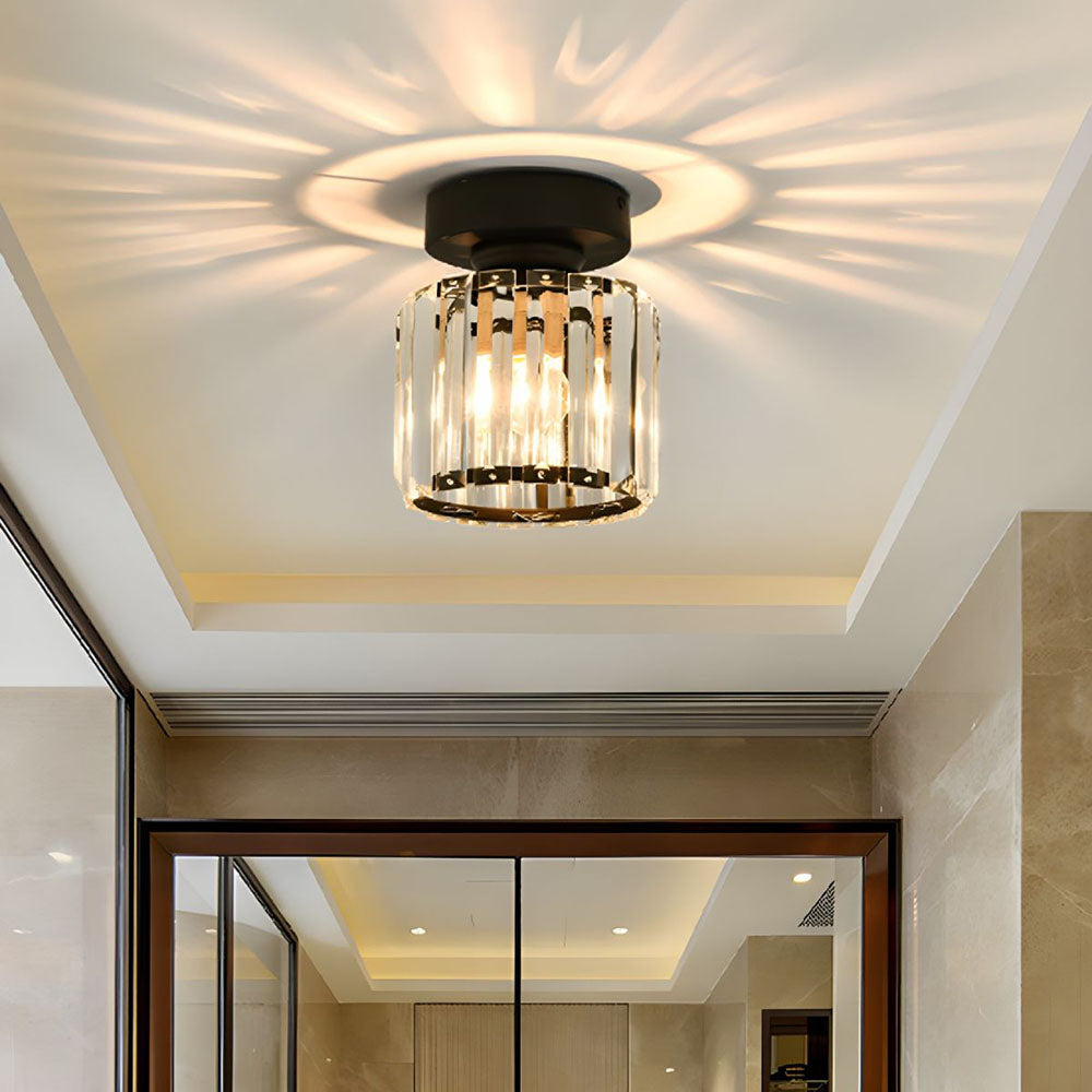 Ceiling Light Flush Mount with Crystal Shade for Hallway Living Room and Bedroom