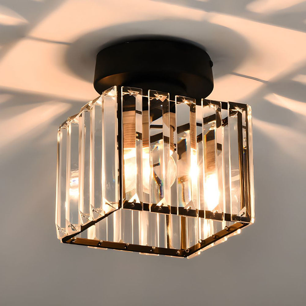 Ceiling Light Flush Mount with Crystal Shade for Hallway Living Room and Bedroom