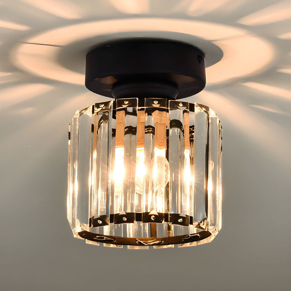 Ceiling Light Flush Mount with Crystal Shade for Hallway Living Room and Bedroom
