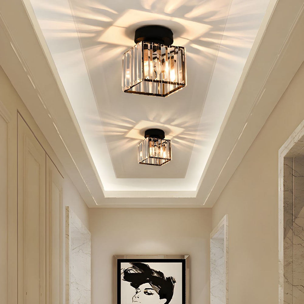 Ceiling Light Flush Mount with Crystal Shade for Hallway Living Room and Bedroom