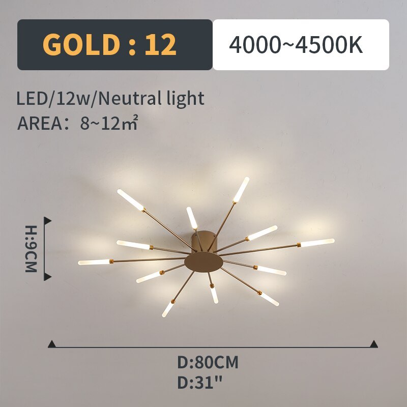 Ceiling Light Flush Mount LED with Linear Spiral Burst Design for Living Room