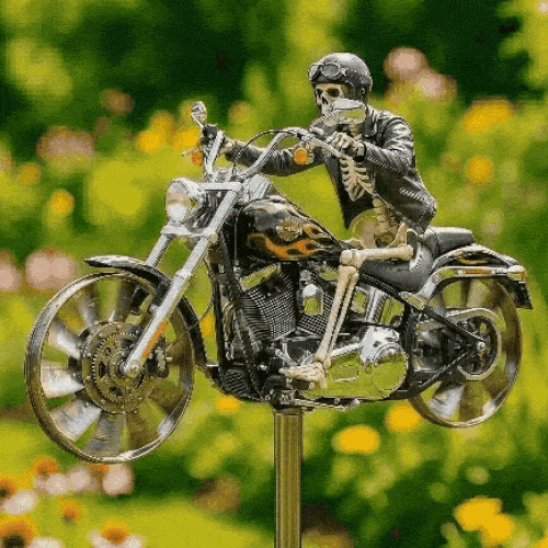 Halloween Home Decor Skeleton Rider Wind Spinner for Garden Lawn and Front Yard