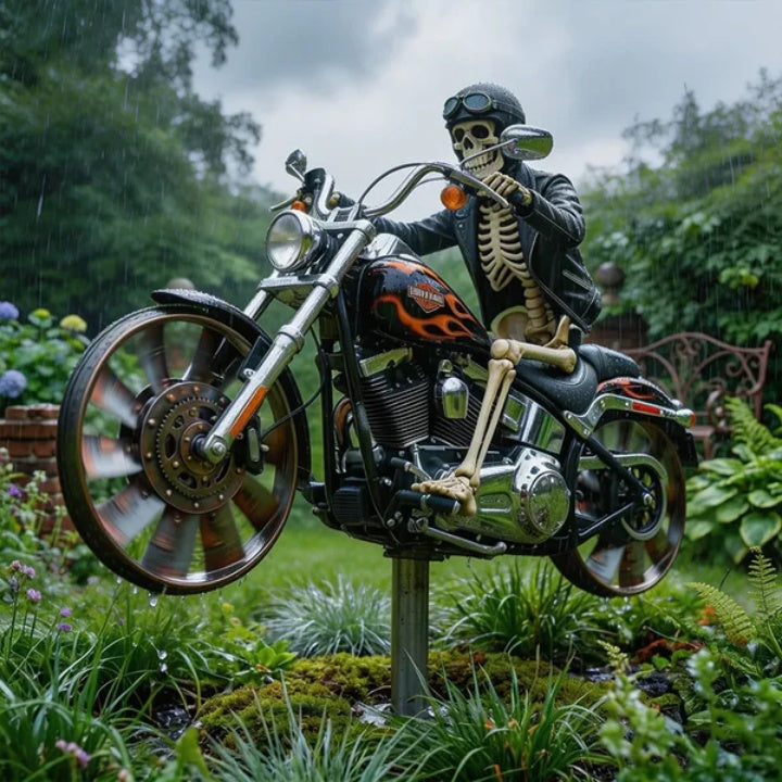 Halloween Home Decor Skeleton Rider Wind Spinner for Garden Lawn and Front Yard