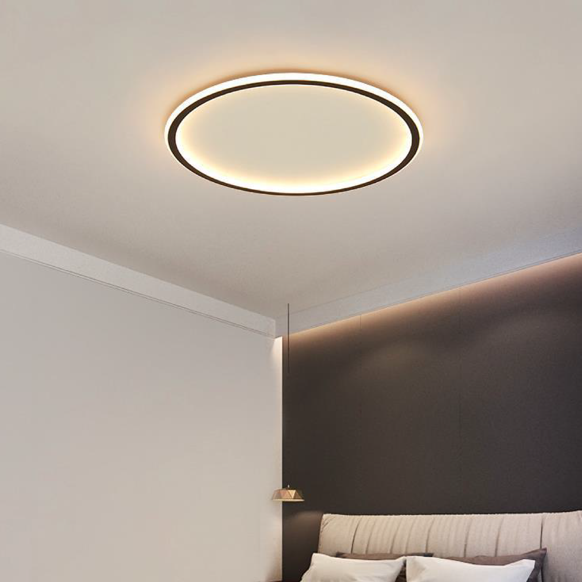 Ceiling Light Round Flush Mount in Minimalist Scandinavian Design for Bedroom and Hallway