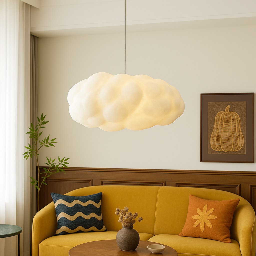 Ceiling Light Cloud Shaped LED Pendant with Soft Sculptural Form for Living Room