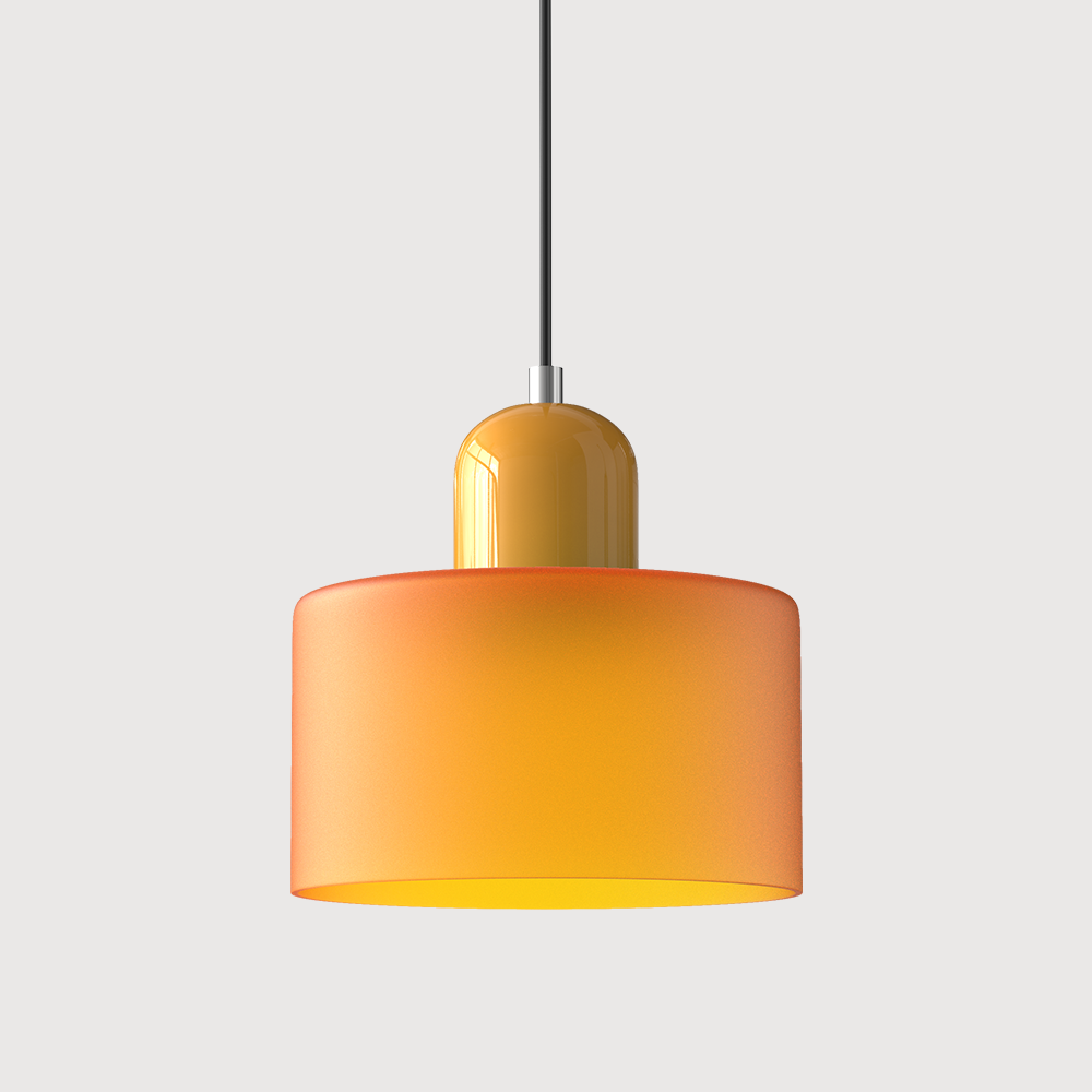 Pendant Light Ceiling with Coloured Glass Shade in Geometric Bauhaus Form for Dining Room