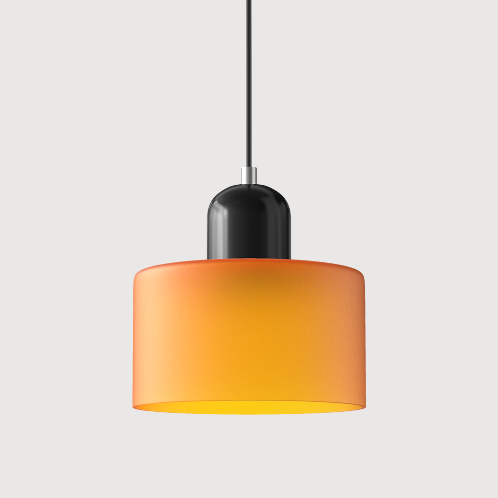 Pendant Light Ceiling with Coloured Glass Shade in Geometric Bauhaus Form for Dining Room
