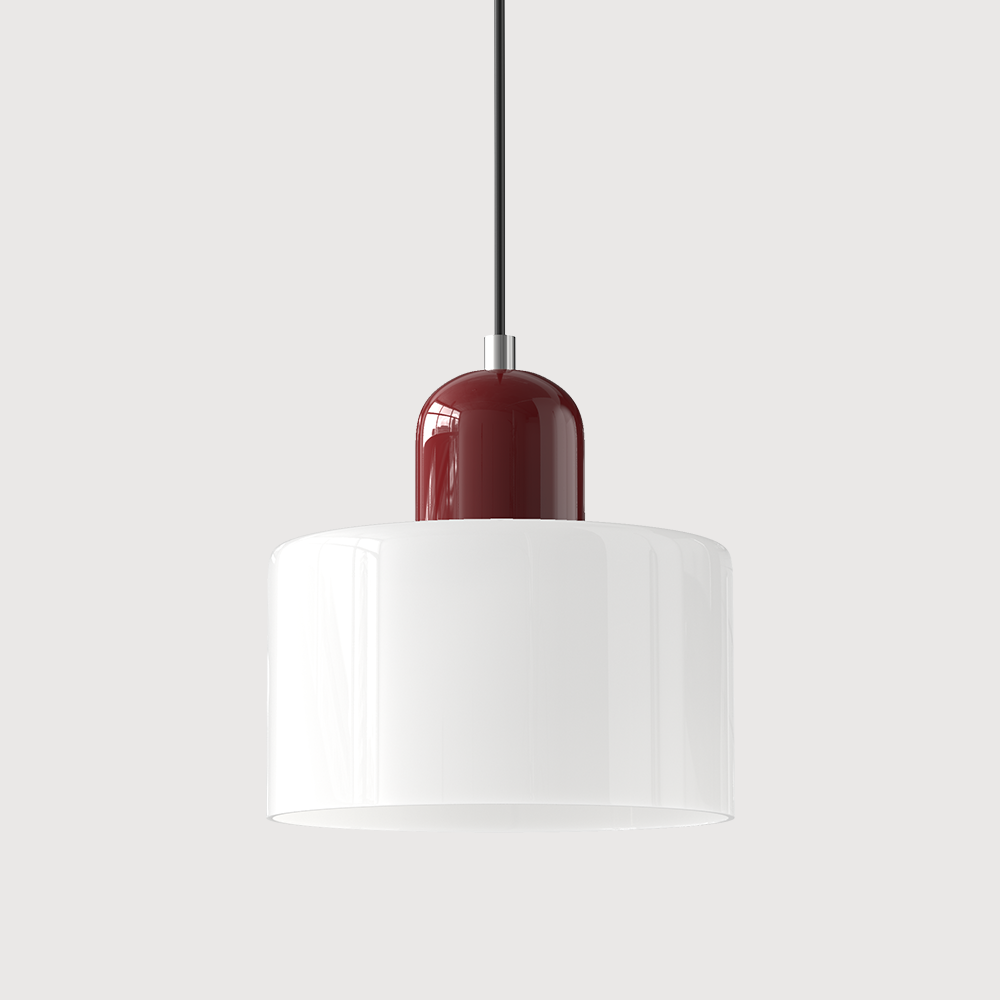 Pendant Light Ceiling with Coloured Glass Shade in Geometric Bauhaus Form for Dining Room