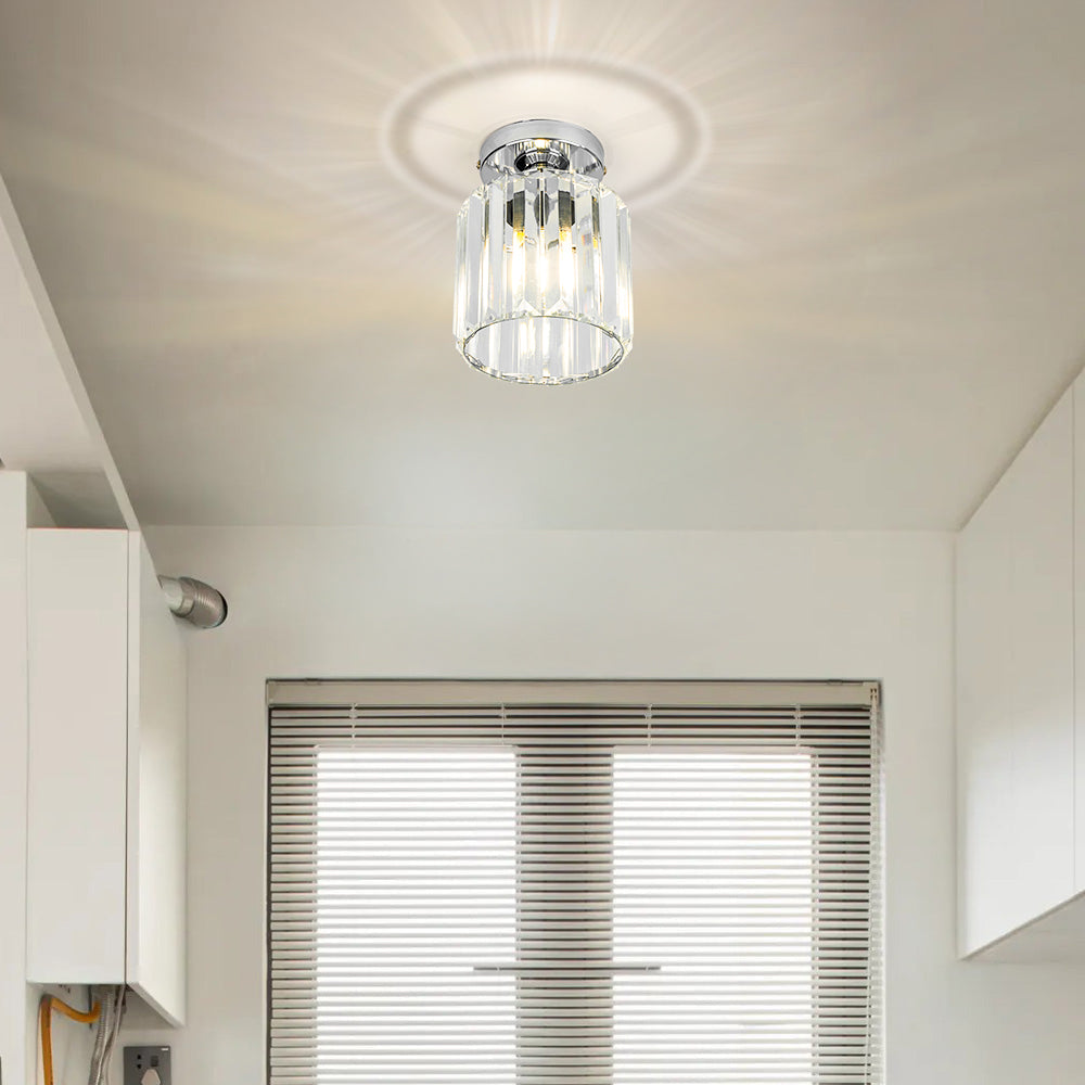 Ceiling Light Flush Mount with Crystal Shade for Hallway Living Room and Bedroom