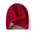 Cashmere Beanie Double Layer Knit Winter Hat with Full Fold Cuff for Soft Warmth