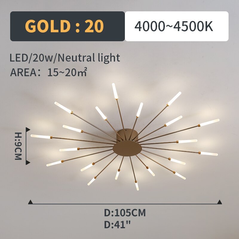 Ceiling Light Flush Mount LED with Linear Spiral Burst Design for Living Room
