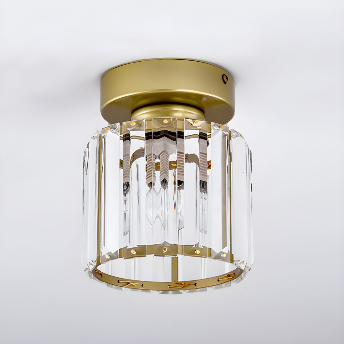 Ceiling Light Flush Mount with Crystal Shade for Hallway Living Room and Bedroom