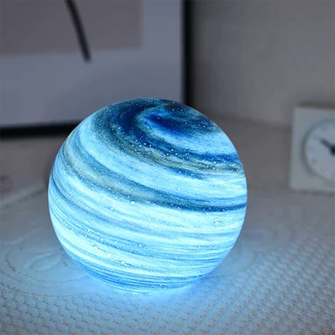 Lamps for Table Bedside Glass Moon Light with Cosmic Detailing for Ambient Rooms