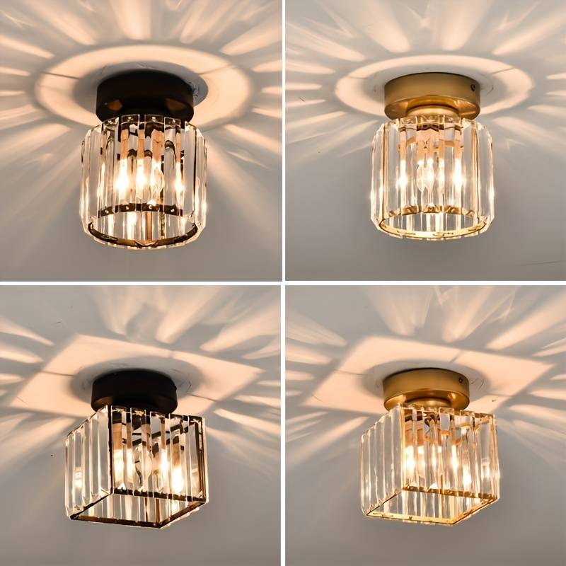 Ceiling Light Flush Mount with Crystal Shade for Hallway Living Room and Bedroom