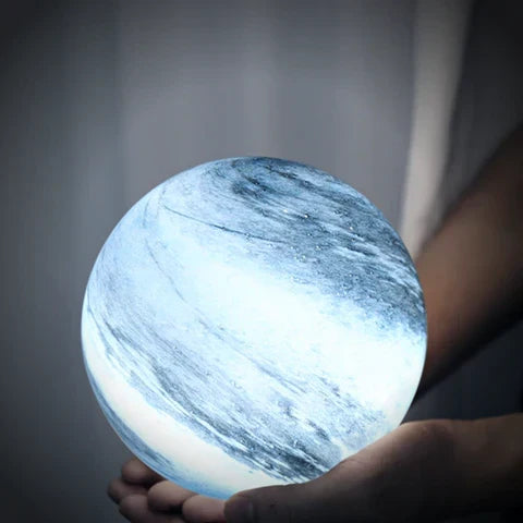 Desk Lamp LED Sphere Table Light with Swirl Pattern Glass Look Surface