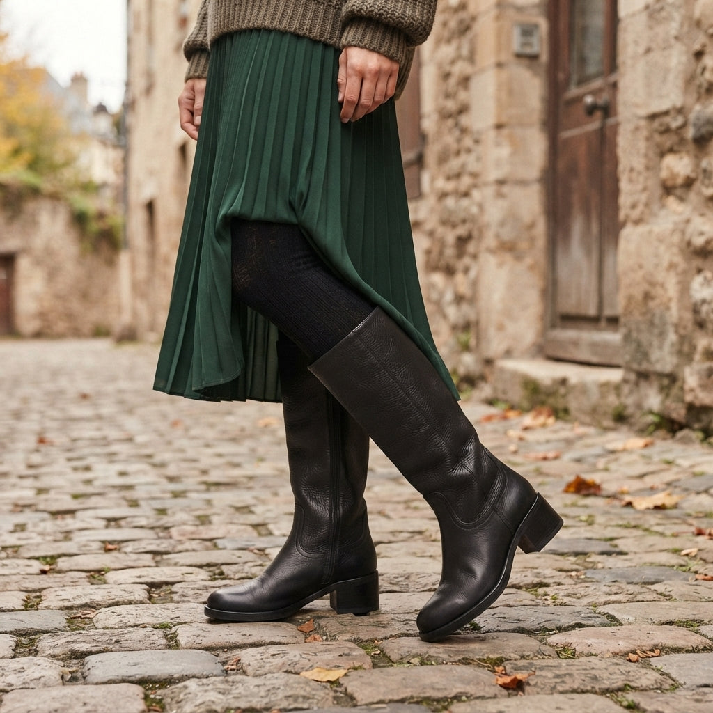 Knee Orthopedic Boots High Leather for Women with Structured Shaft and Support