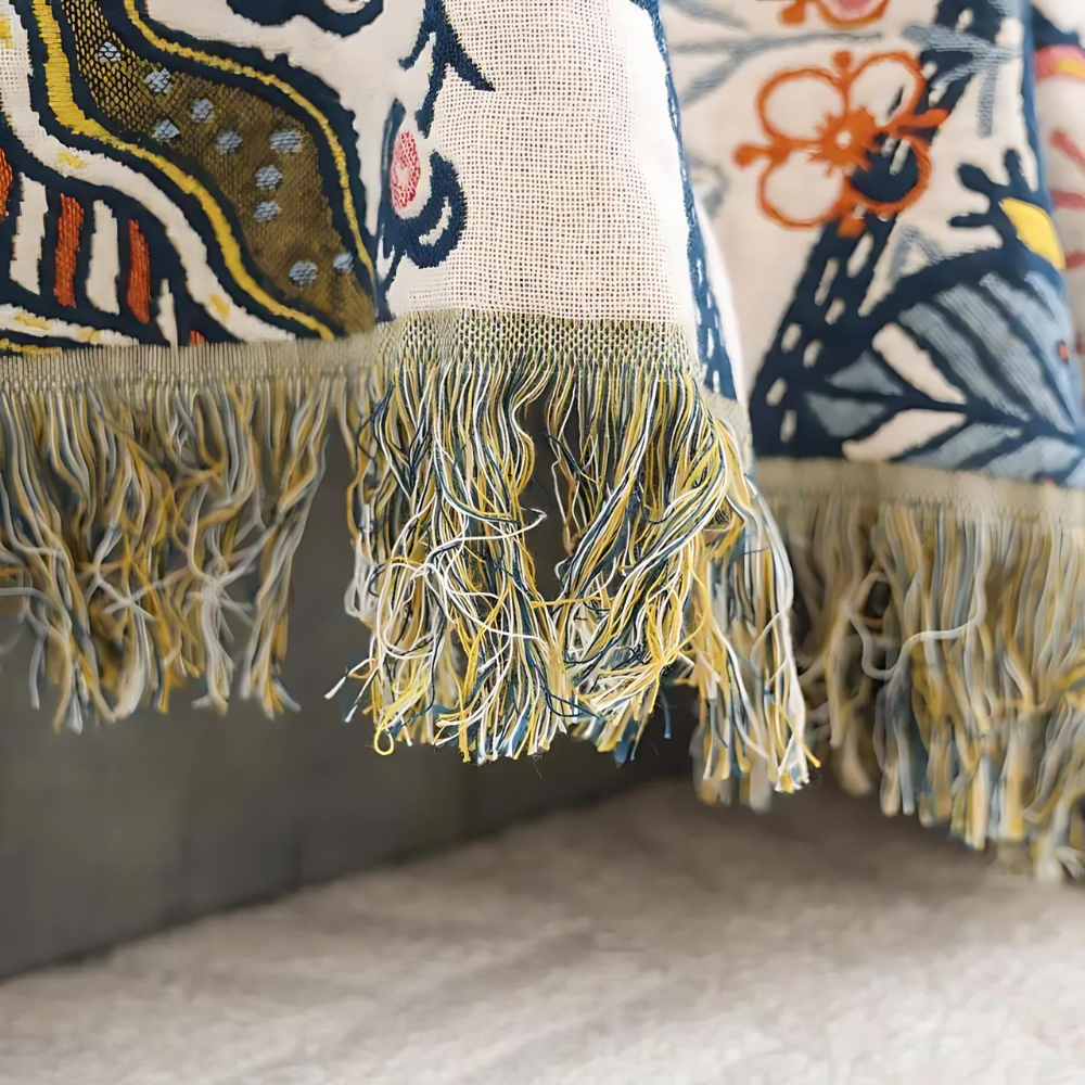 Cotton Blankets Artistic Floral Throw Reversible Jacquard for All Seasons