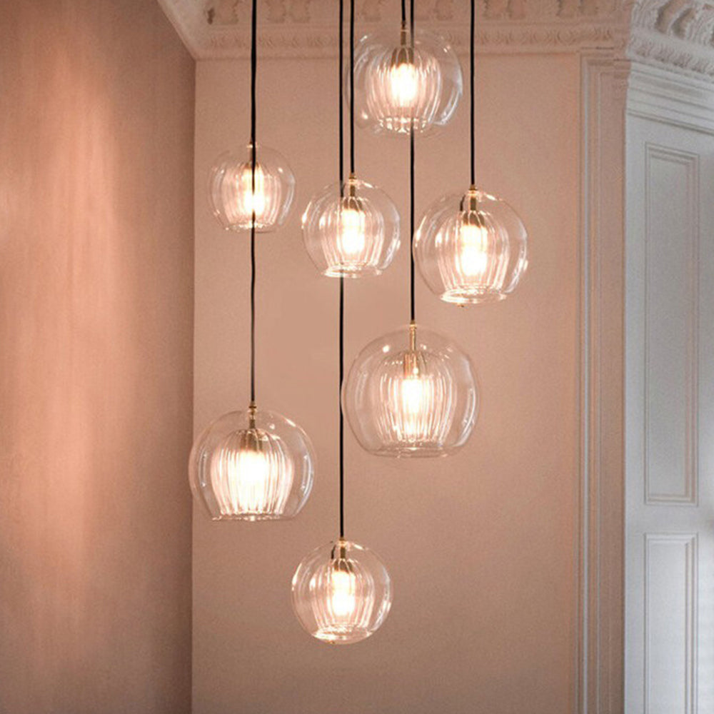 Pendant Light Glass Globe with High Clarity Shade and Warm LED for Kitchen and Dining