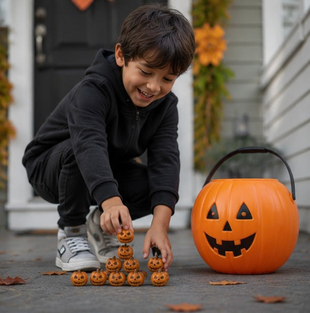 Halloween Party Decorations Mini Resin Pumpkins with Carved Smiling Faces for DIY Displays