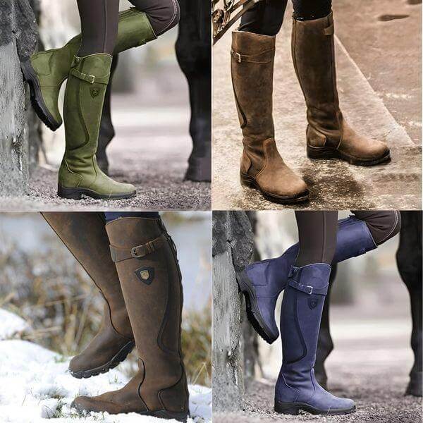 Waterproof Boots Winter Riding Style for Women with Warm Lining and Grip Sole