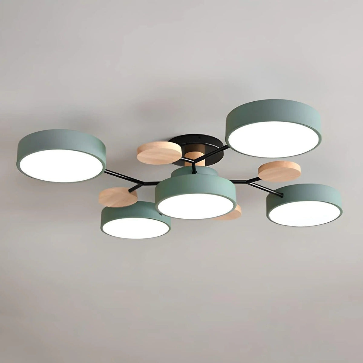 Ceiling Light Semi Flush LED Chandelier with Round Iron Frame for Dining Room