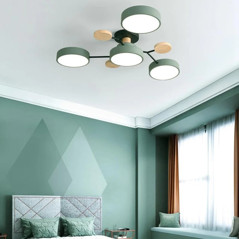 Ceiling Light Semi Flush LED Chandelier with Round Iron Frame for Dining Room