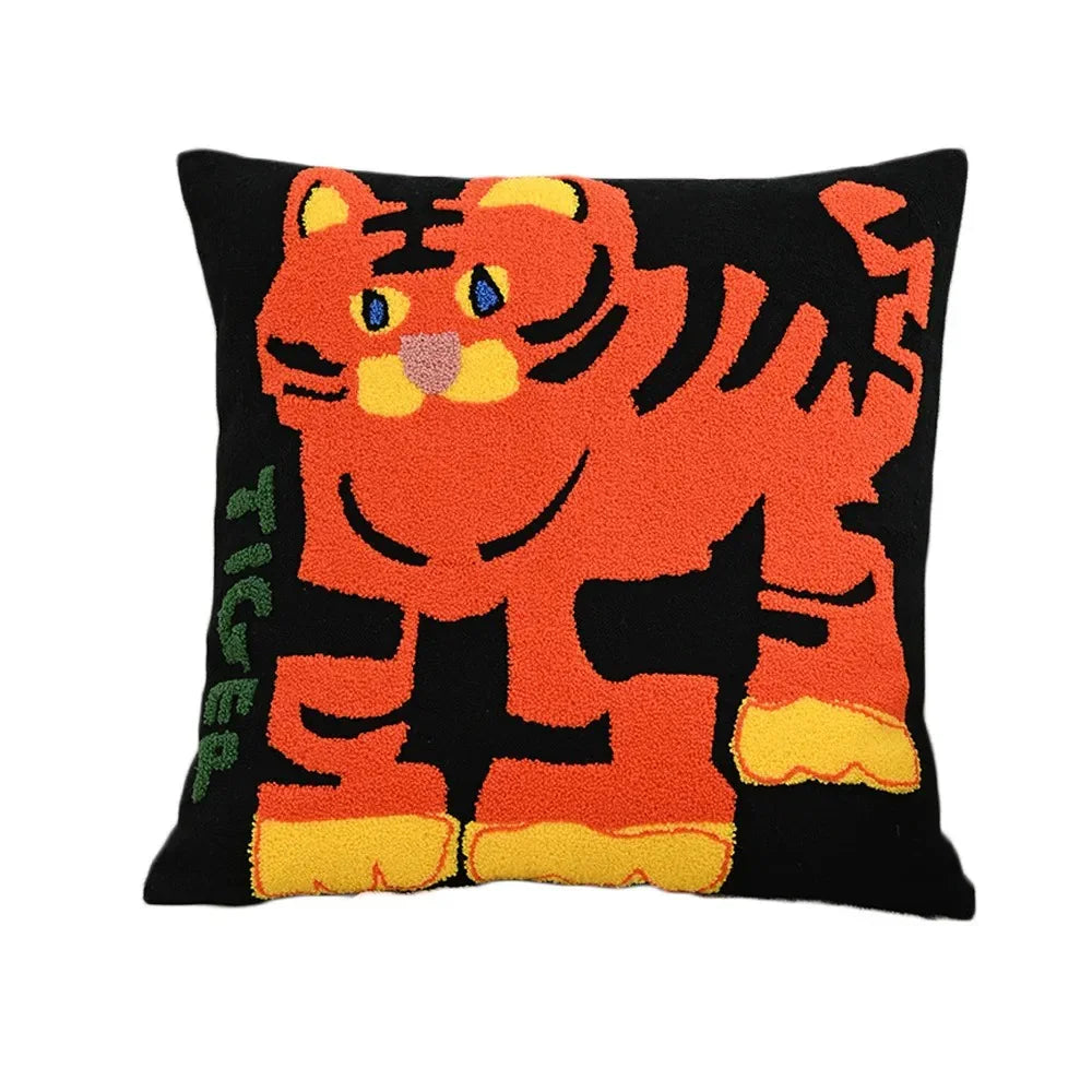 Decorative Throw Pillow Covers for Sofa with Nordic Animal Embroidery and Cushion Design