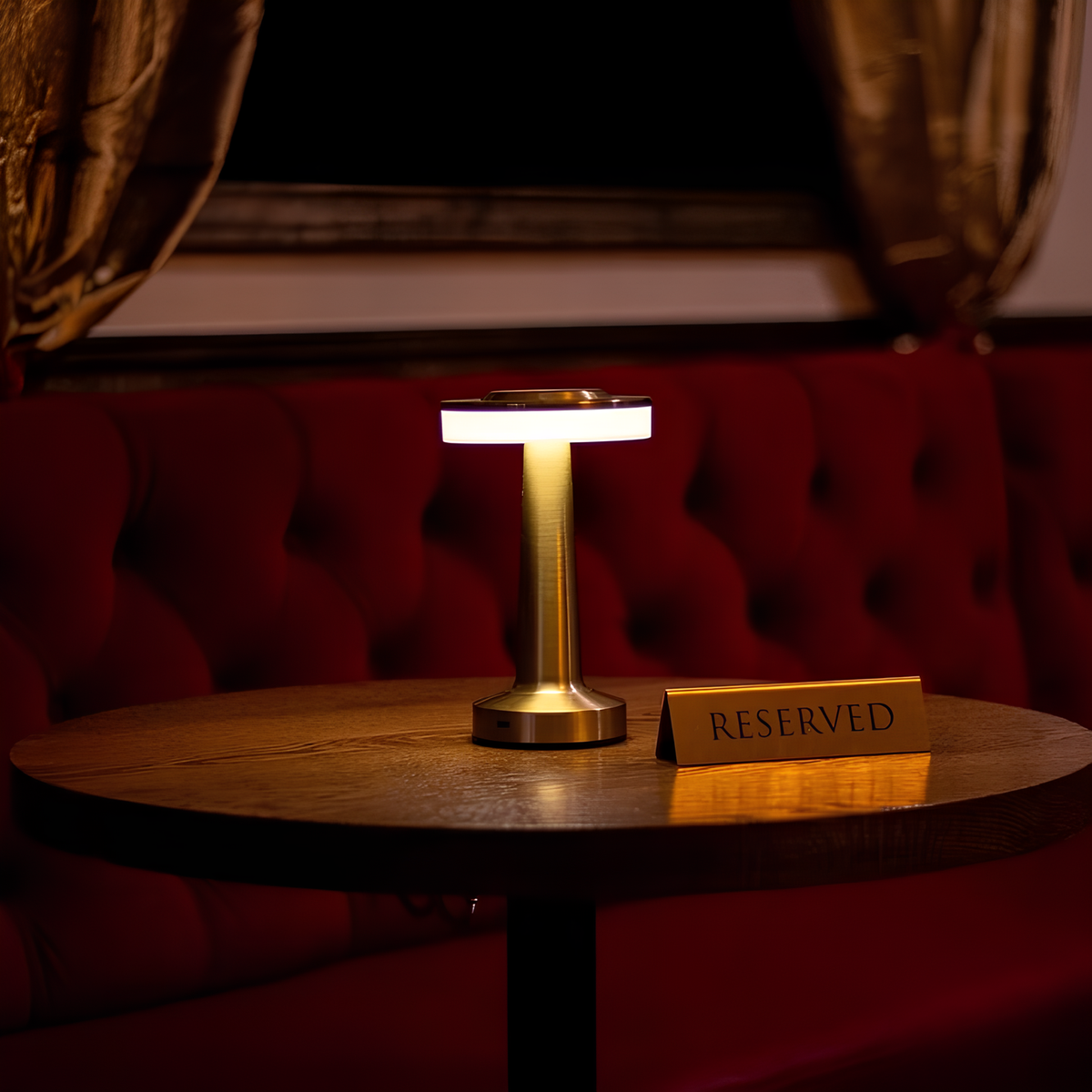 Table Lamp Portable Dimmable with Retro Shade and Rechargeable Battery for Dining