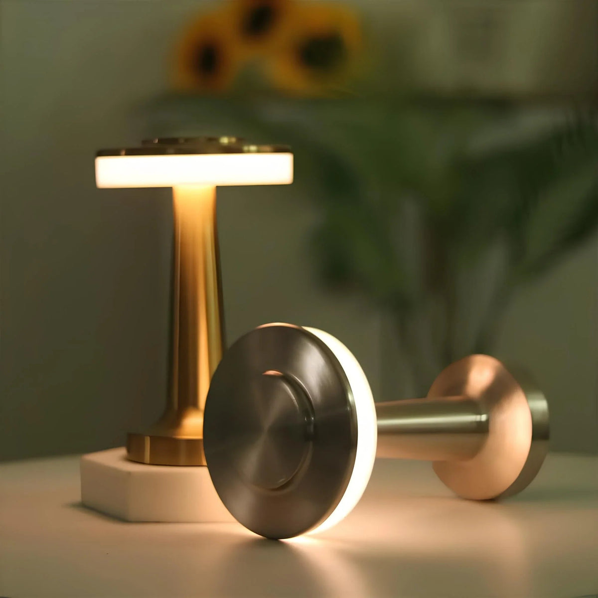Table Lamp Portable Dimmable with Retro Shade and Rechargeable Battery for Dining
