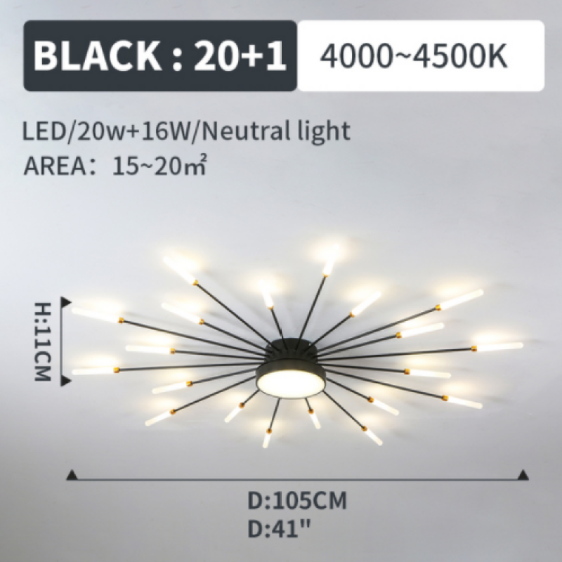 Ceiling Light LED Flush Mount with Fireworks Burst Design for Living Room and Bedroom