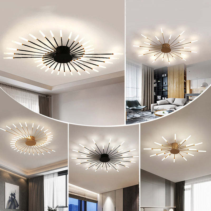 Ceiling Light Flush Mount LED with Linear Spiral Burst Design for Living Room