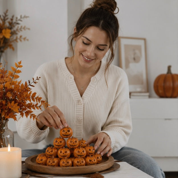 Halloween Party Decorations Mini Resin Pumpkins with Carved Smiling Faces for DIY Displays