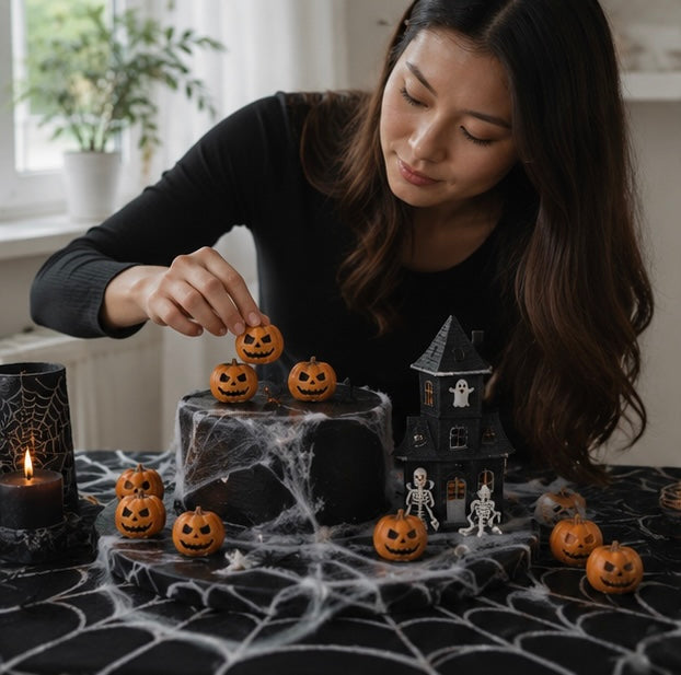Halloween Party Decorations Mini Resin Pumpkins with Carved Smiling Faces for DIY Displays