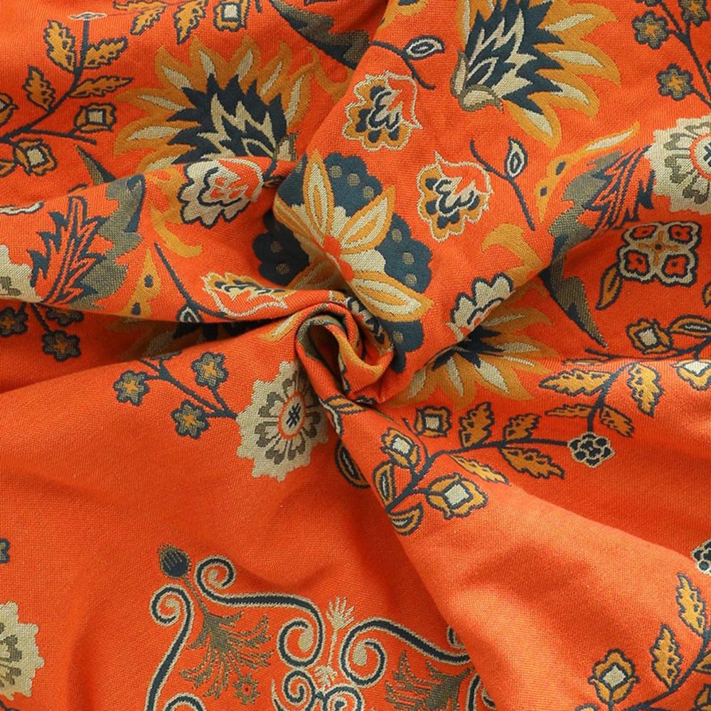 Throw Blanket Cotton Reversible with Vintage Floral Weave for Sofa Bed and Armchair
