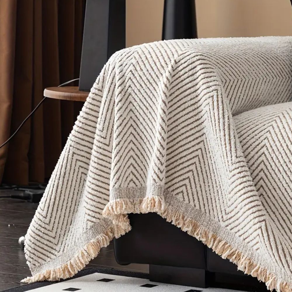 Sofa Couch Cover Throw with Herringbone Microfibre Weave and Anti Slip Backing for Living Room