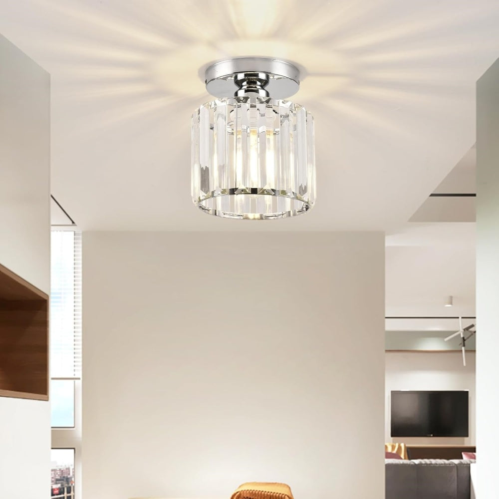 Ceiling Light Flush Mount with Crystal Shade for Hallway Living Room and Bedroom