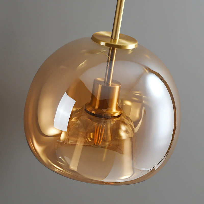 Ceiling Light Flush Mount Glass with Copper Finish and E27 Fitting for Hallway and Bedroom