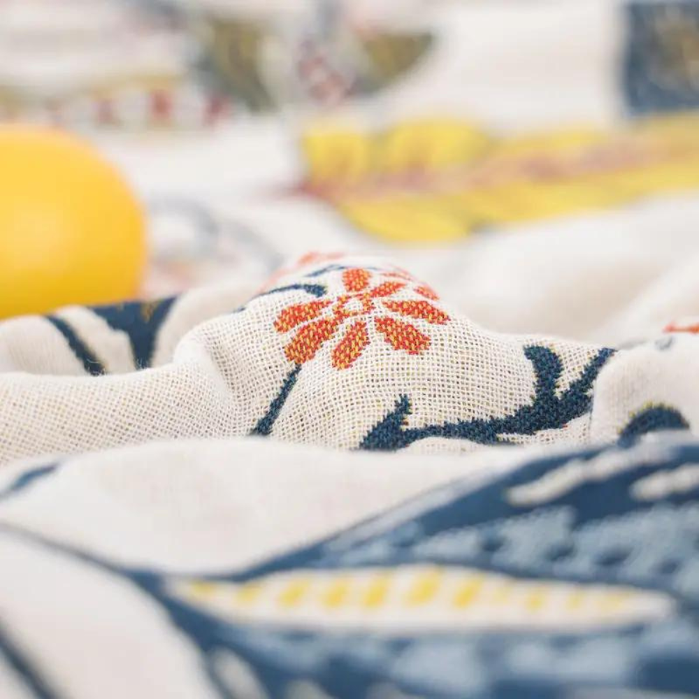 Cotton Blankets Artistic Floral Throw Reversible Jacquard for All Seasons