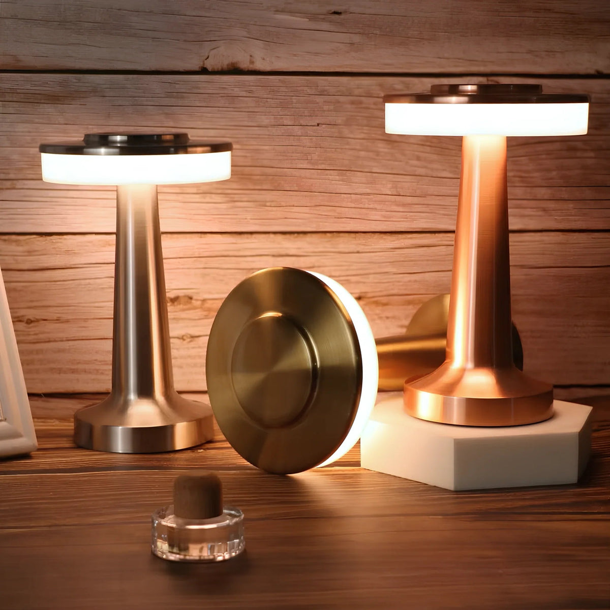 Table Lamp Portable Dimmable with Retro Shade and Rechargeable Battery for Dining