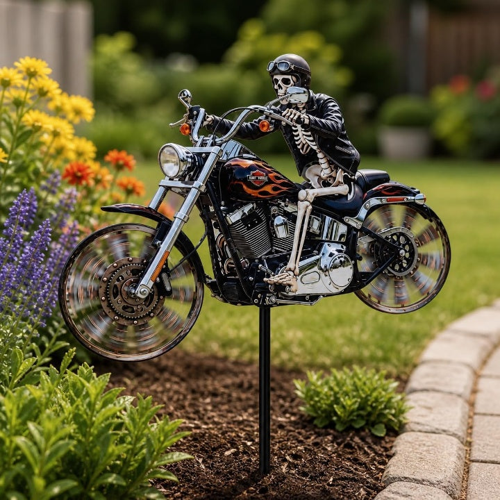 Halloween Home Decor Skeleton Rider Wind Spinner for Garden Lawn and Front Yard