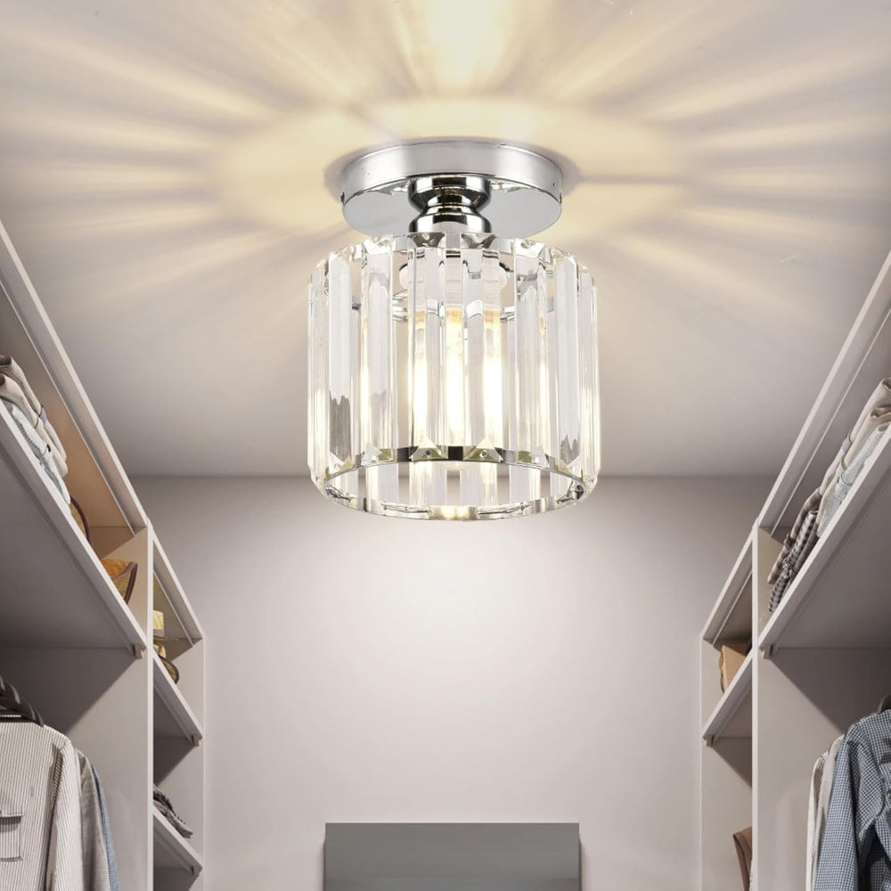Ceiling Light Flush Mount with Crystal Shade for Hallway Living Room and Bedroom