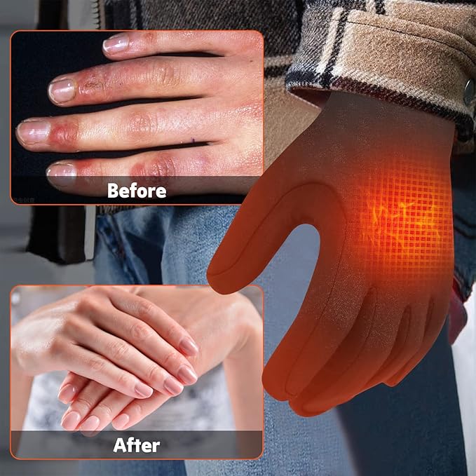 Heated Gloves Rechargeable Winter Pair with 3 Heat Settings for Cold Weather