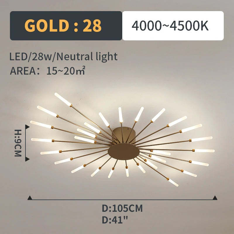 Ceiling Light Flush Mount LED with Linear Spiral Burst Design for Living Room