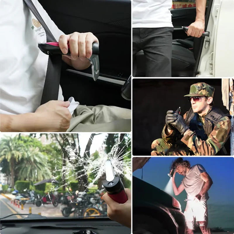 Car Handle Assist Grab Bar with Window Breaker and Seat Belt Cutter for Vehicle Safety